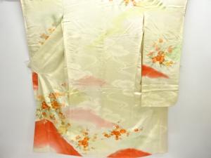 アンティーク　花車模様刺繍振袖